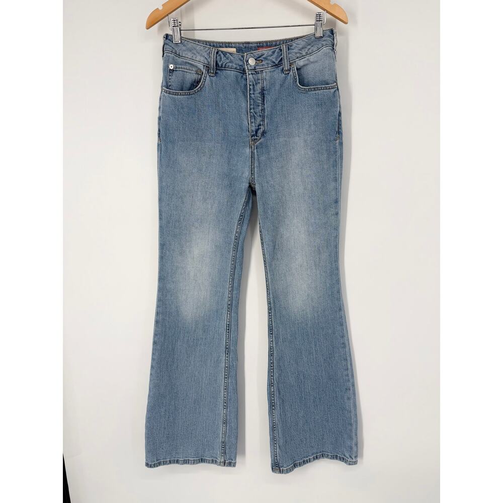 Anthropologie Pilcro High Rise Trouser Bootcut Jeans Button Fly Flare Leg Blue - Picture 4 of 13